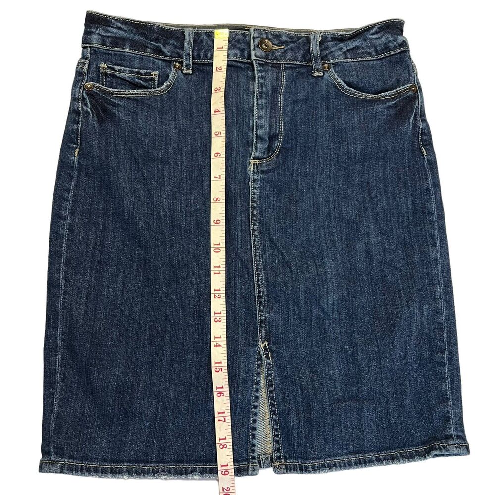 Paige Jean Skirt Women’s Size 28 Blue Front Split Light Distress - Picture 15 of 15